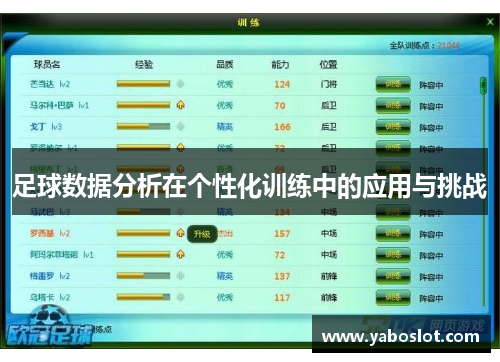 足球数据分析在个性化训练中的应用与挑战